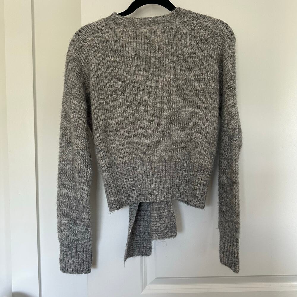 Petal & Pup (M) Captivate Tie Hem Sweater Grey Knit Cropped Pullover - Picture 6 of 6